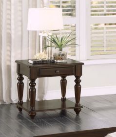 Modern Traditional Style End Table with Drawer and Bottom Shelf Espresso Finish Living Room Furniture 1pc