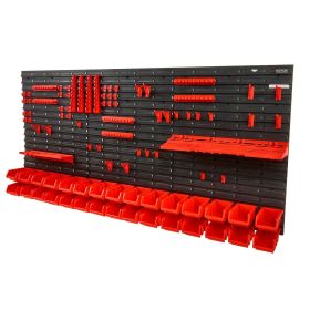 VEVOR Wall Mounted Storage Bins, 30-Bin Parts Rack Organizer Garage Plastic Shop Tool with Wall Panels/Tool Holders/Hooks, Tool Organizer for Nut
