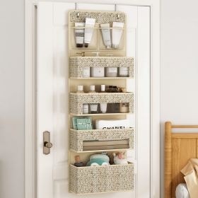 2 Pack 5-Shelf Over The Door Hanging Organizer, 4 Big Pocket Storage with Clear Plastic Pockets, Large Capacity Door Organizer for Closet, Bathro