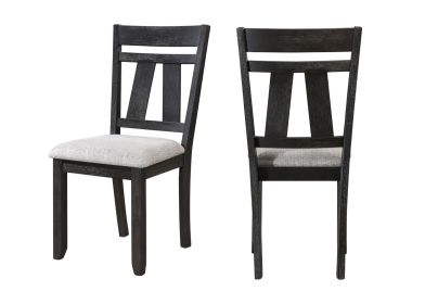 Cottage Style Dining Side Chair 2pc Set Upholstered Seat Wheat Charcoal Finish Dining Room Wooden Furniture Transitional Design