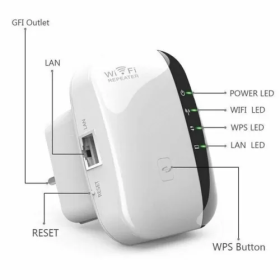 WiFi Range Extender Internet Booster Wireless Signal Repeater Wireless Amplifier (Color: White)