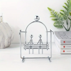 A Swinging Balance Small Iron Ornament, Newton's Physical Mechanics Desktop Decoration, Office Relax Toy Gift (Option: Silvery)