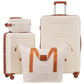 2 Piece Luggage Set With Bags Expanable Spinner Wheels ABS Lightweight Suitcase With TSA Lock 20inch And 28inch (Option: KhakiBrown)