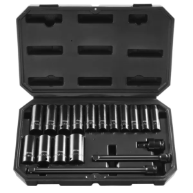 VEVOR Impact Sockets Set 18pcs 6-Point 3 8 Drive Bit Ratchet Tool Kit Case (Option: Default)