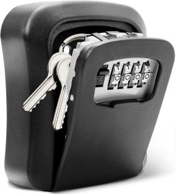 4 Digit Key Safe Lock Box Combination Wall Mount Security Storage Case Organizer (Color: Black)