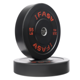 Olympic Bumper Weight Plates, Rubber Plate With 2-Inch Steel Insert Rubberized Weightlifting Barbell Plates 55LB, Pairs Or Sets (Color: Black)