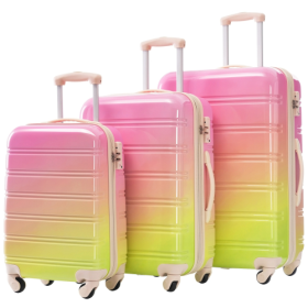 Hardshell Luggage Sets 3 Piece Gradient Color Expandable Suitcase With Spinner Wheels And TSA Lock Lightweight 20 24 28 Available,Pink Green (Option: Multicolor Pink)