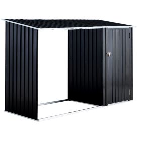Outdoor Firewood Storage Shed With Rack And Log Holder Shelter (Option: Dark Gray)