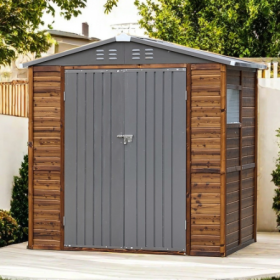 4x6FT Iron-Wood Combination Tool Shed  A Perfect Blend Of Nature And Functionalit (Option: Wood)