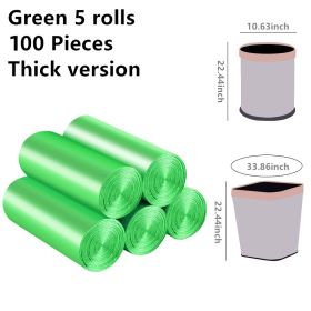 Garbage Bags-5 Rolls-100pcs, Vest Garbage Bags Thickened Household Plastic Bags, Portable Garbage Bags, Also Suitable For Office (Color: Green)