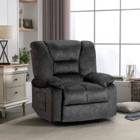 Living Room Recliner Chair Sofa With Massage And Heating (Color: Grey)