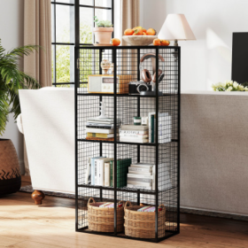 Wire Storage Cube, 8 Cube Metal Storage Organizer , Display Modular Bookshelf Shelf, Closet Cabinet For Bedroom, Office, Black (Color: Black)