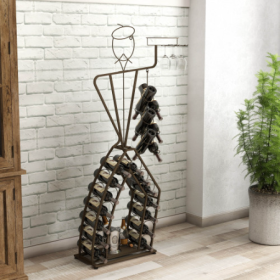 Unique Design Wine Bakers Rack, Freestanding Wine Rack With Storage Bottle, Wine Storage Home Bar For Liquor And Wine, Organizer For Kitchen, Din (Option: Antique brown)