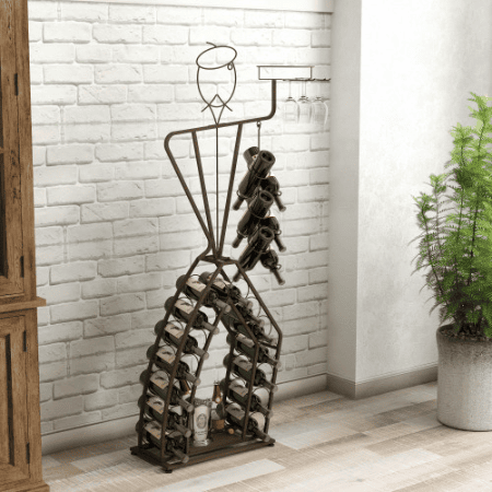 Unique Design Wine Bakers Rack, Freestanding Wine Rack With Storage Bottle, Wine Storage Home Bar For Liquor And Wine, Organizer For Kitchen, Din