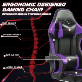 Ergonomic Gaming Chair For Adults, Adjustable Lumbar Backrest Office Chair (Option: Black and Purple)