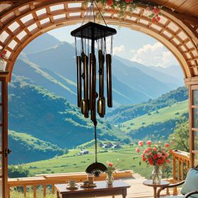 12 Tube Fan Pine Metal Multi Pipe Wind Chimes Anti-rust, Bronze Multiple Tube Outdoor Garden Or Courtyard Decoration (Option: Metal wind chimes)