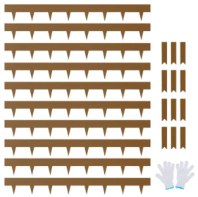 VEVOR Steel Landscape Edging, 10-pack Steel Garden Edging Borders, 39.6 L X 2 H Strips, Hammer-in Edging Border, Bendable Metal Landscape Edging (Color: Brown)