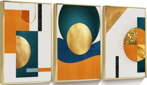 Framed Canvas Wall ArtOil Paintings Impressionism Aesthetic Prints Canvas Paintings for Living Room Bedroom Office Home; 3 Panels (gold: 16*24)