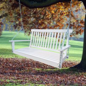 Front Porch Swing with Armrests;  Wood Bench Swing with Hanging Chains; for Outdoor Patio ; Garden Yard;  porch;  backyard;  or sunroom; Easy to (Color: White)