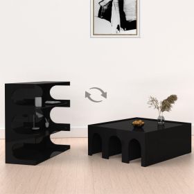 Multifunctional 4-Tier Black Book Shelf & Coffee Table for Living Room Bedroom Dining Room Study Entryway, Creative Furniture Floor Bookshelf (Color: as Pic)