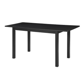 59'' Extendable Dining Table, Modern House Dining Room Table for 4-8, Wooden Kitchen Table , Dining Room, Working Office (Main Material: Wood+Bone, Main Color: Black)