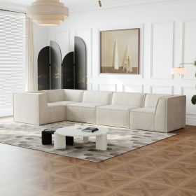 106*106" Chenille Modular L Shaped Sectional Sofa,Luxury Floor Couch Set,Upholstered Indoor Furniture,Foam-Filled Compressed Sofa for Living Room (Color: as Pic)