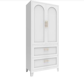 2 Doors 2 Drawers Wardrobe (Color: White)