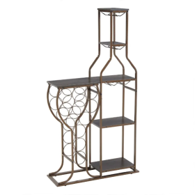 Grey 11-Bottle Floor Wine Rack,5 Tier Freestanding Wine Rack With Wine Glass Holder And Storage Shelves,for Home Bar,Living Room,Dining Room,Gift (Option: Gray)