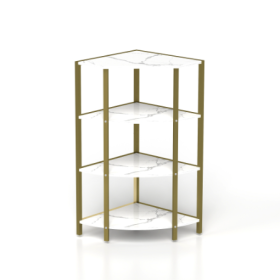 4-Tier Corner Open Shelf,Bookcase Freestanding Shelving Unit,Plant Stand Small Bookshelf For Living Room, Home Office, Kitchen, Small Space (Option: WhiteGold)