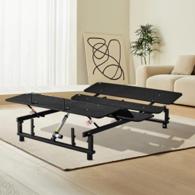 Adjustable Bed Base Frame Head And Foot Incline Quiet Motor King Size Zero Gravity (Option: Antique Black)
