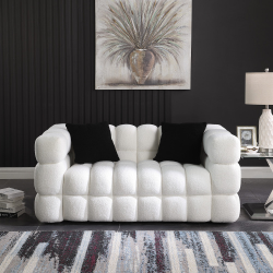 62.2length ,35.83 Deepth ,human Body Structure For USA People, Marshmallow Sofa,boucle Sofa ,White Color, 2 Seater (Color: White)
