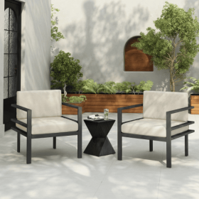 27.7 Modern Outdoor Lounge Chair With Aluminum Frame, Weather-Resistant Cushions, Sleek Design, Perfect For Patio, Garden, Or Balcony (Option: BeigeGray-3Piece)